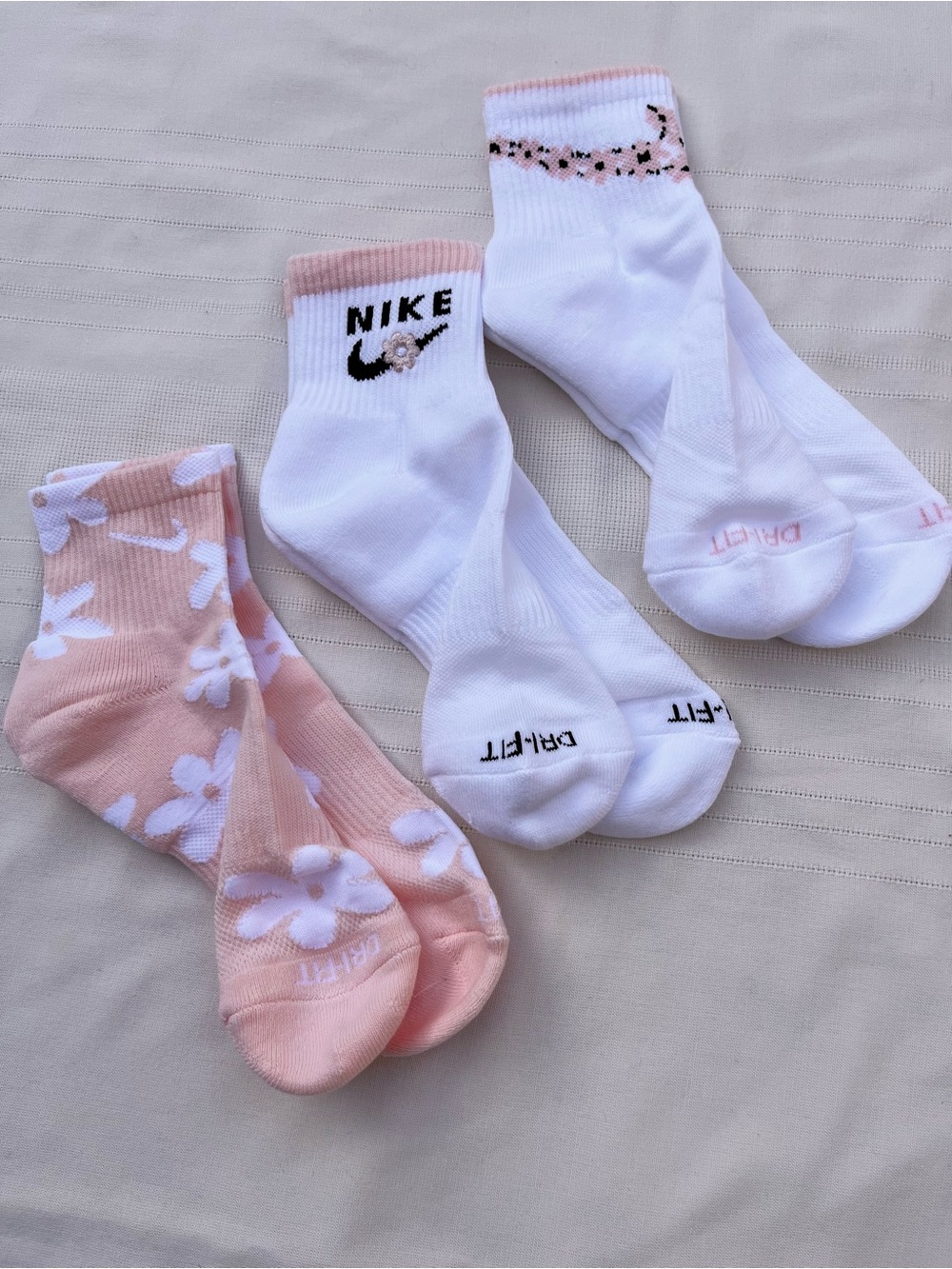 Nike DriFit White & Pink Ankle Socks - 3-Pack - Picture 7 of 14
